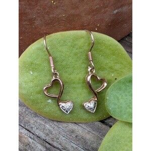 Vintage Sterling Gold Vermeil Heart Earrings
